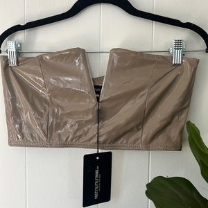 Cropped Mushroom Vinyl Bust Detail Top - Pretty Little Thing